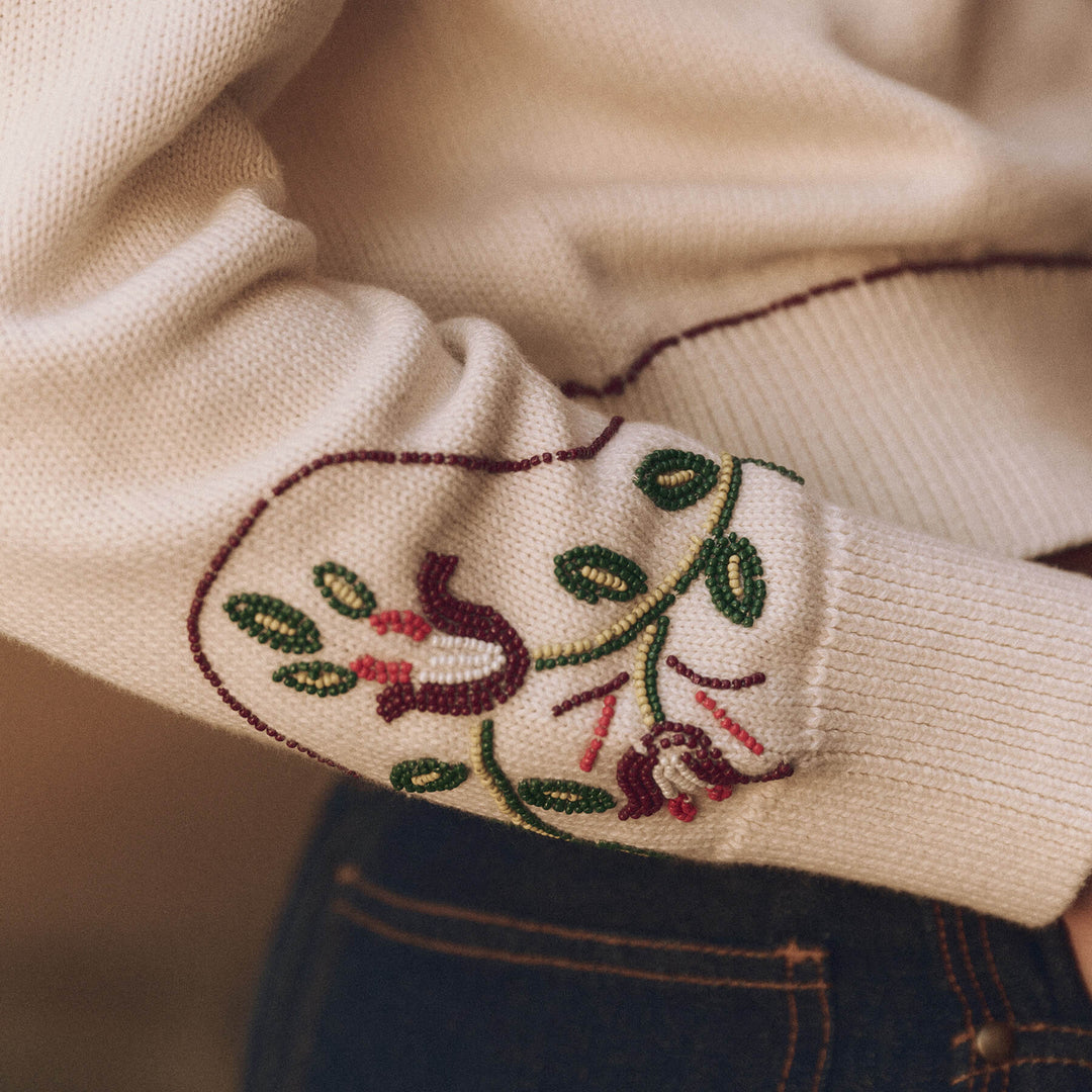 The Western Beaded Cardigan Natural