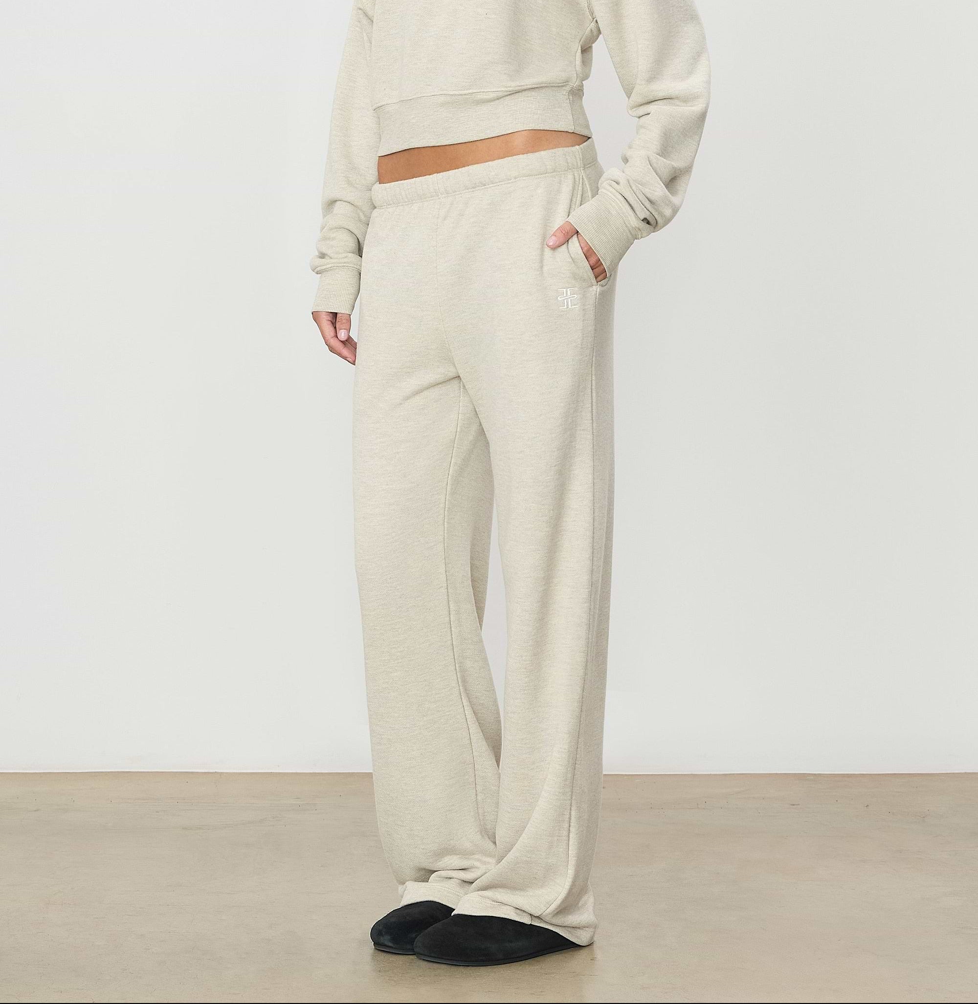 Oversized Wide Leg Sweatpant Heather Oatmeal
