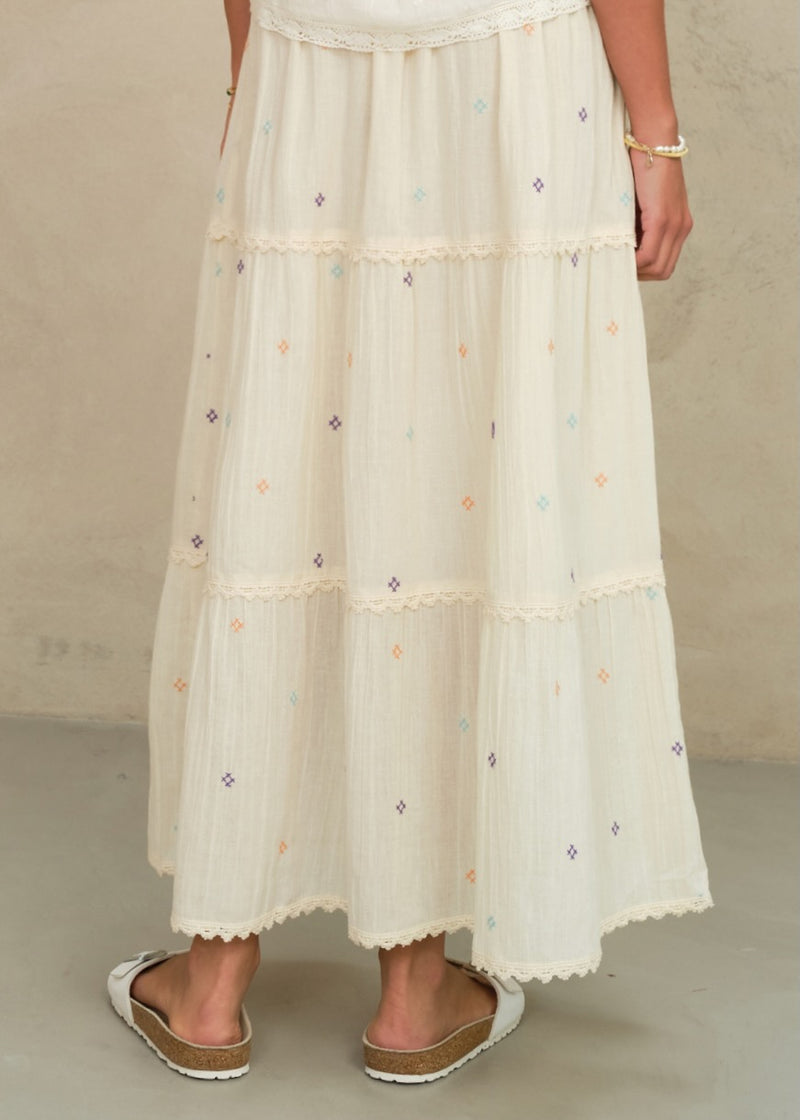 Lucca Emb Maxi Skirt Pastel