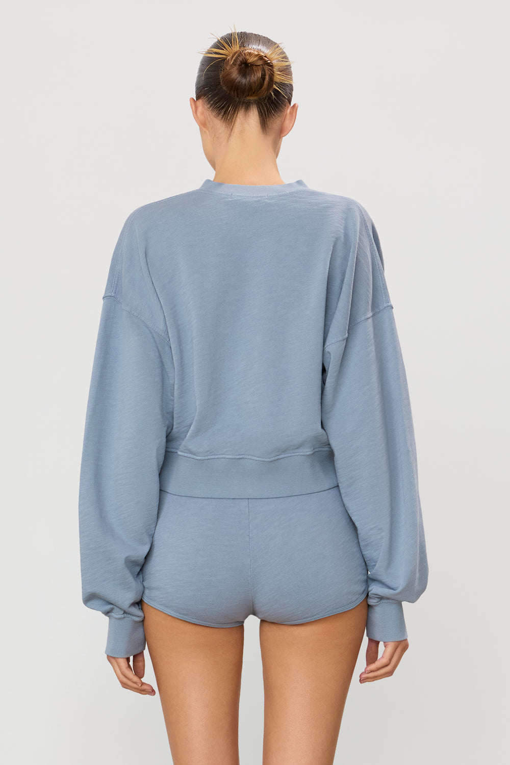 Cropped V-Neck Sweatshirt Slate