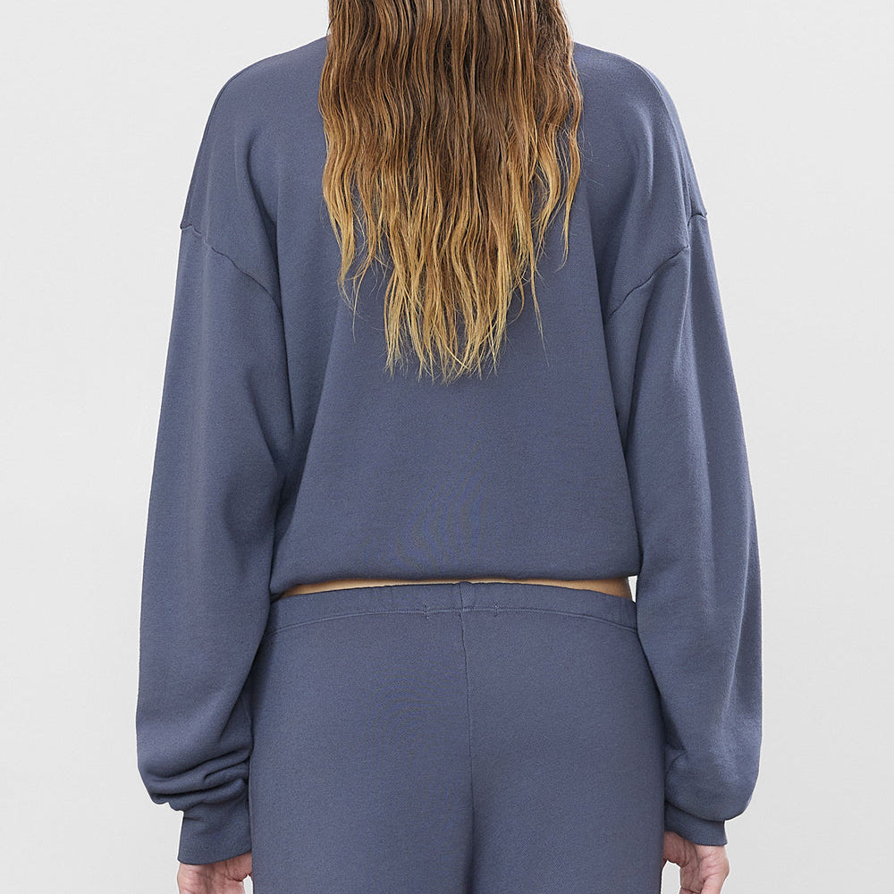 Cropped Polo Sweatshirt Washed Navy