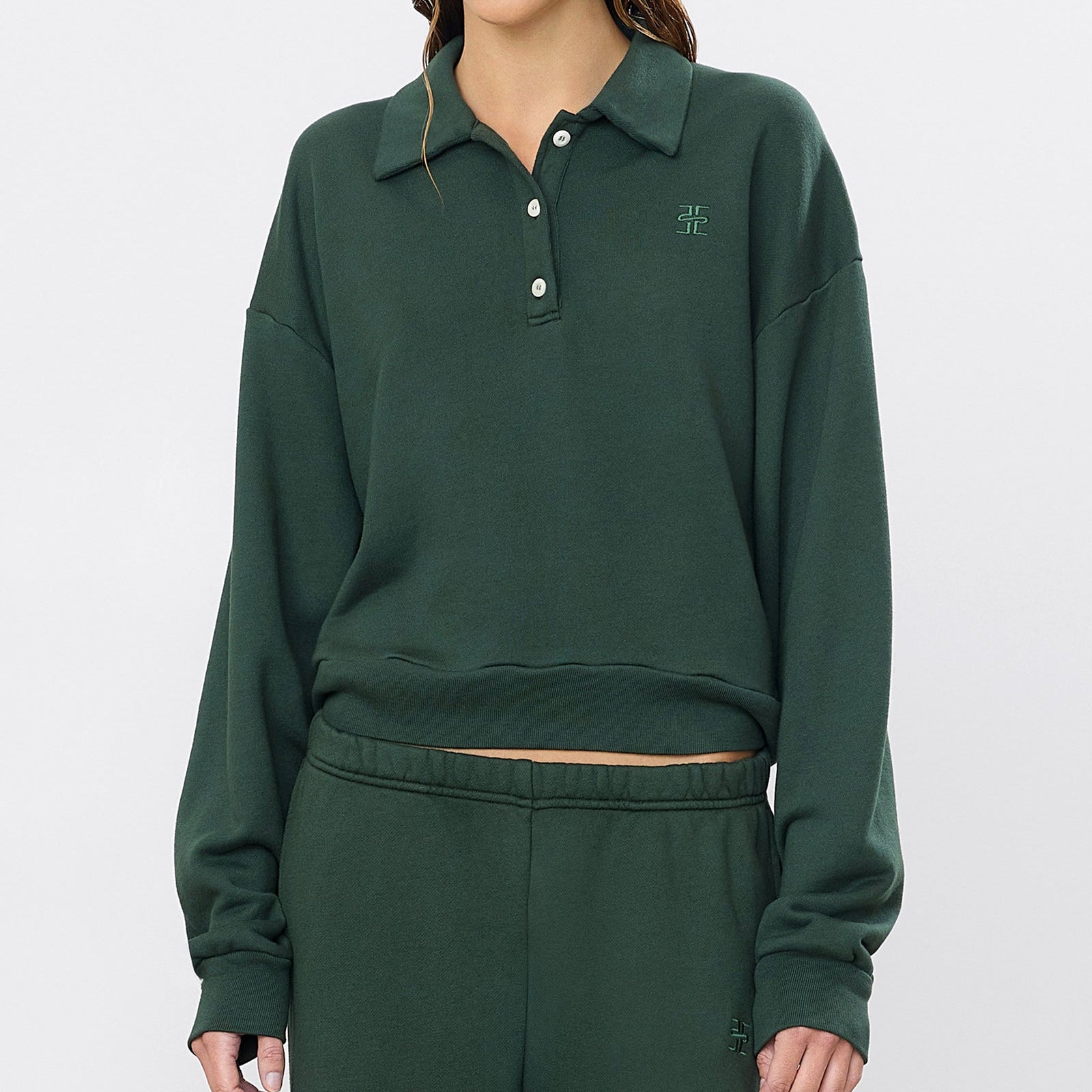 Cropped Polo Sweatshirt Forest