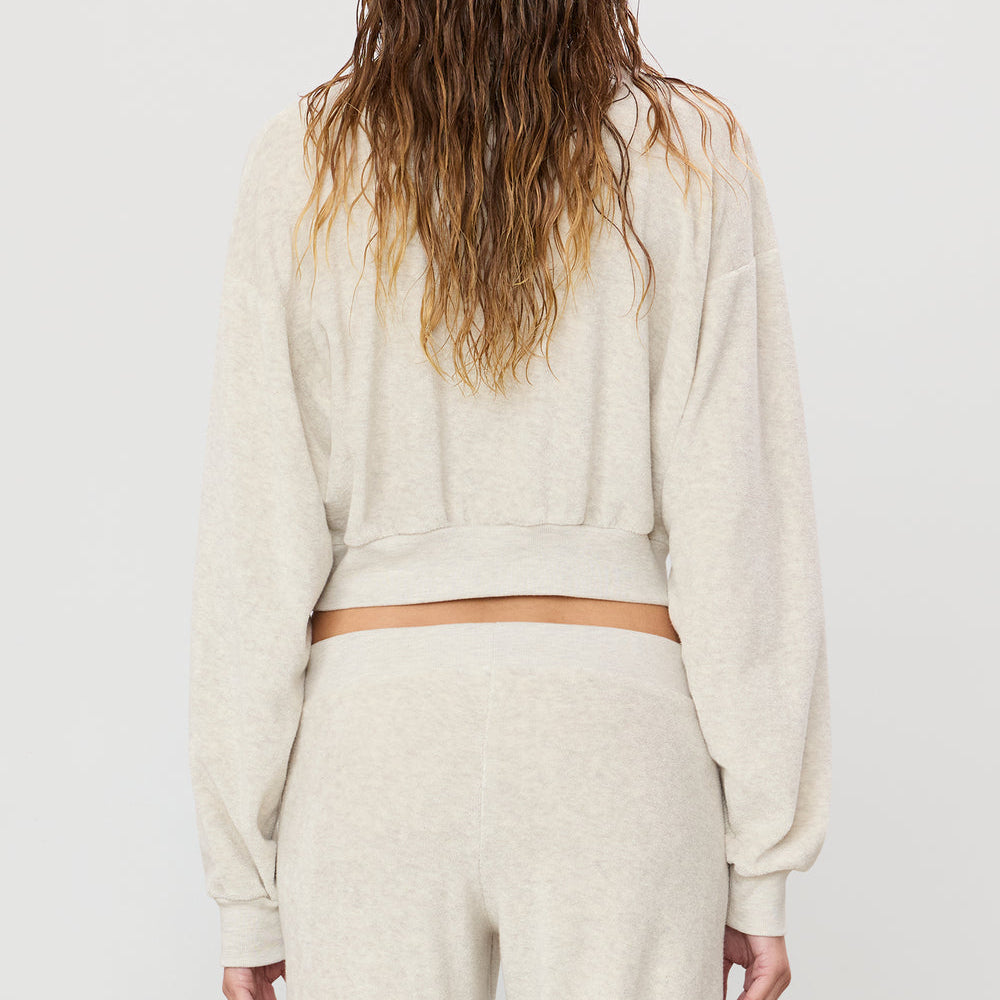 Cropped V-Neck Sweatshirt Light Heather Grey