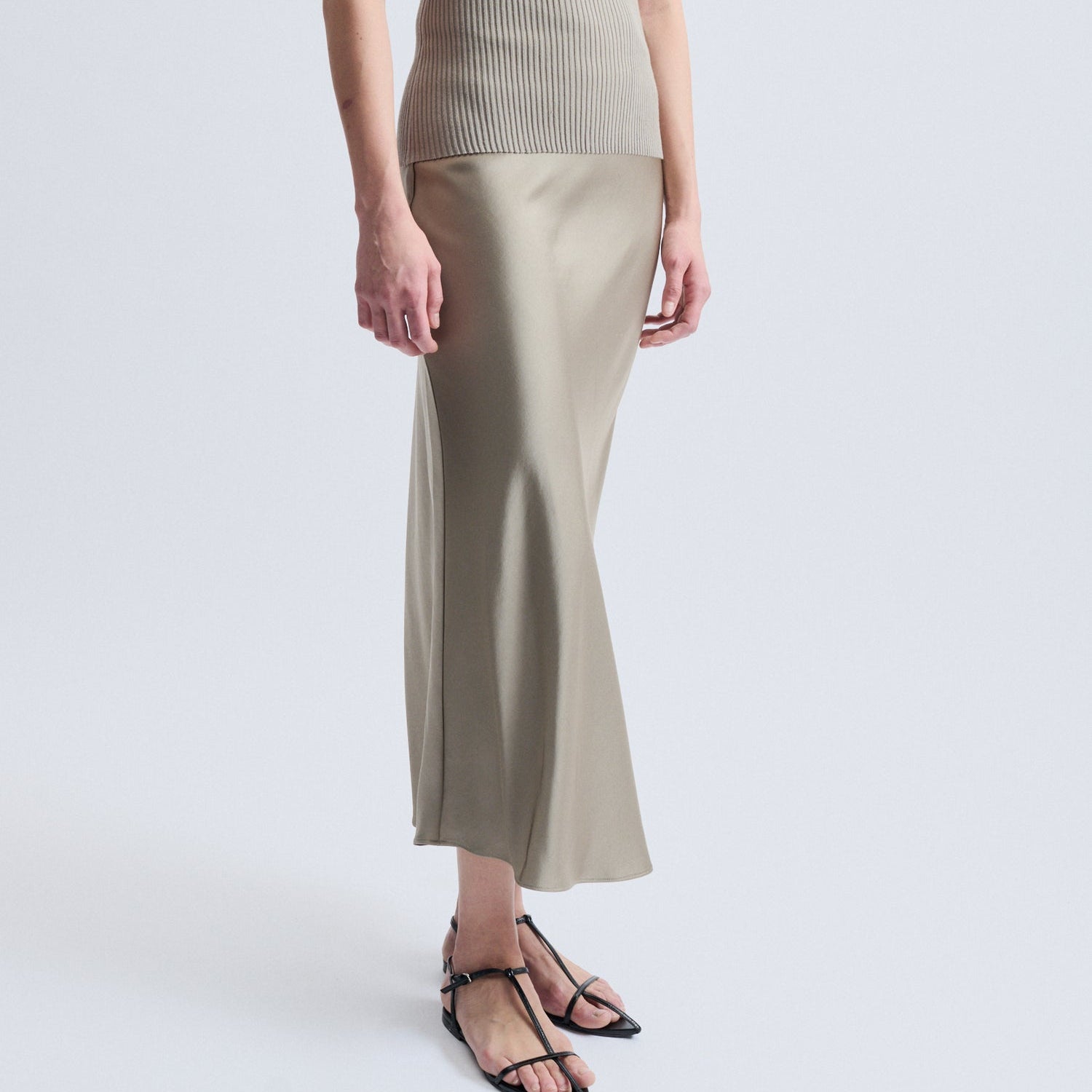 Talia Charmeuse Maxi Skirt Cobblestone