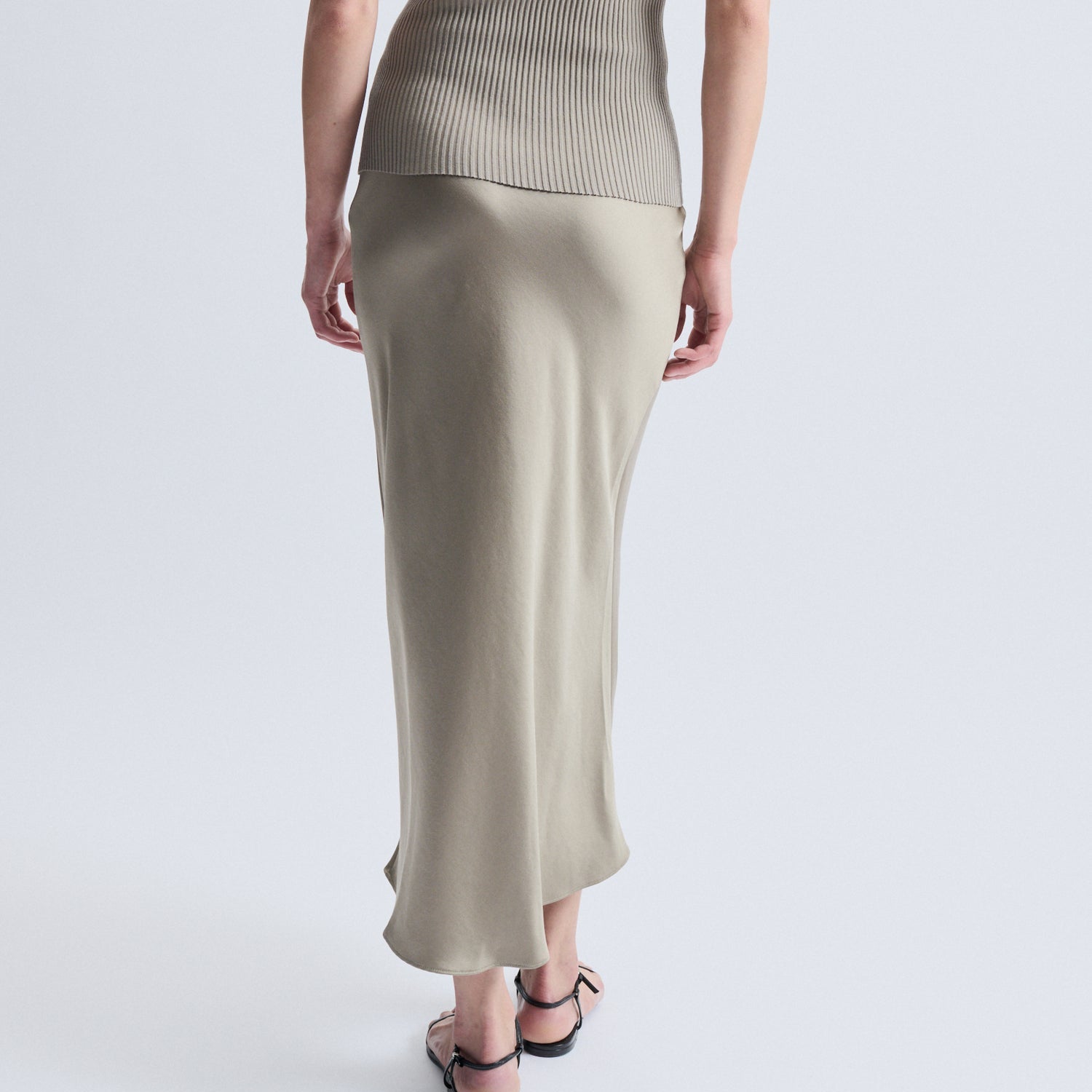 Talia Charmeuse Maxi Skirt Cobblestone