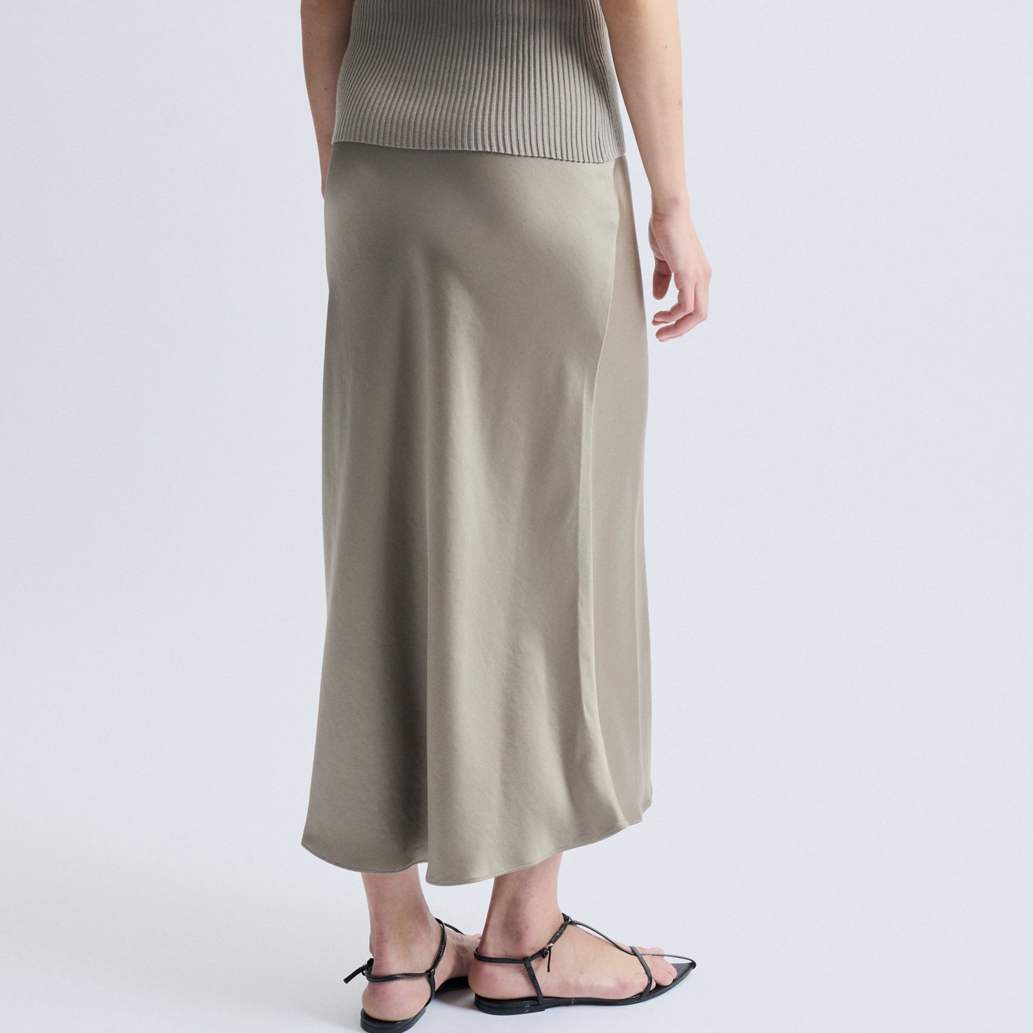 Talia Charmeuse Maxi Skirt Cobblestone