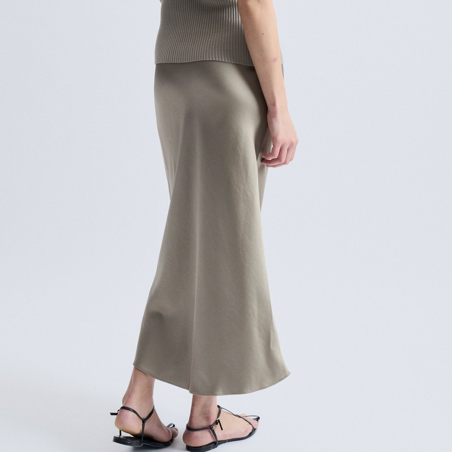 Talia Charmeuse Maxi Skirt Cobblestone