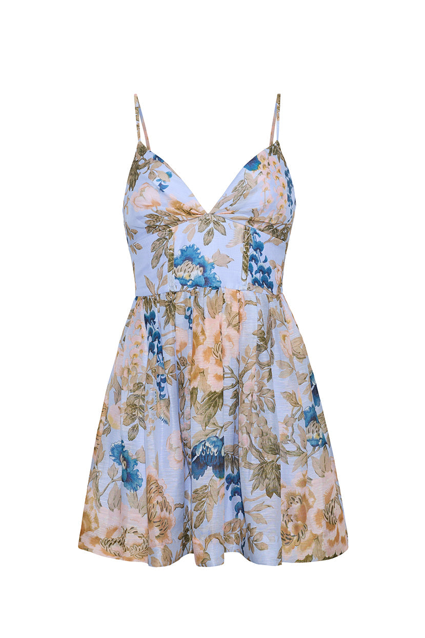 Miro Mini Dress Flora Meadow Light Blue