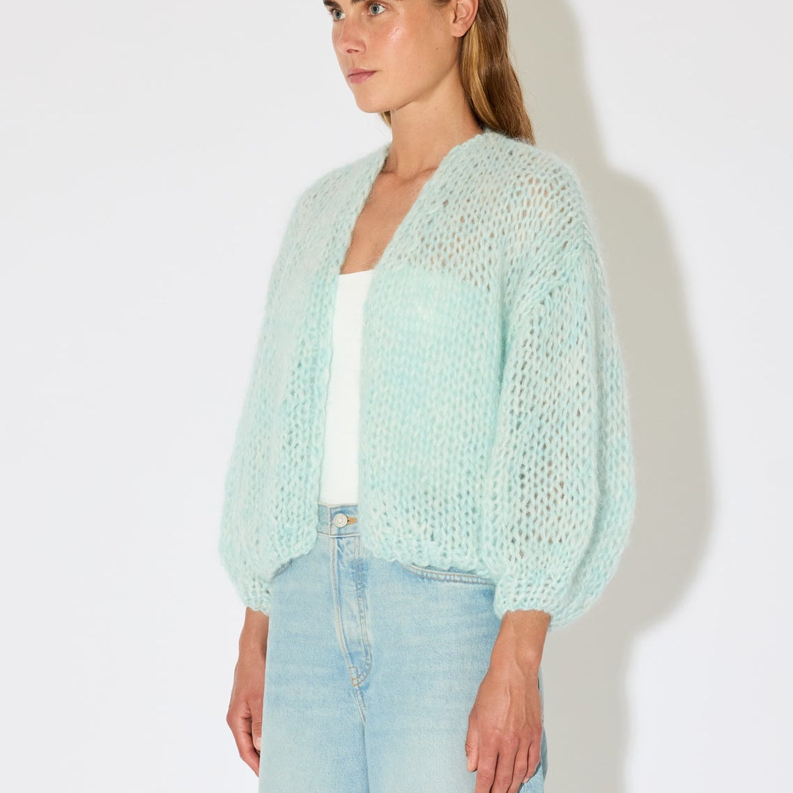 Mohair Bomber Cardigan Light Aqua