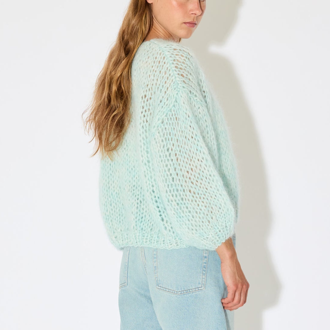 Mohair Bomber Cardigan Light Aqua