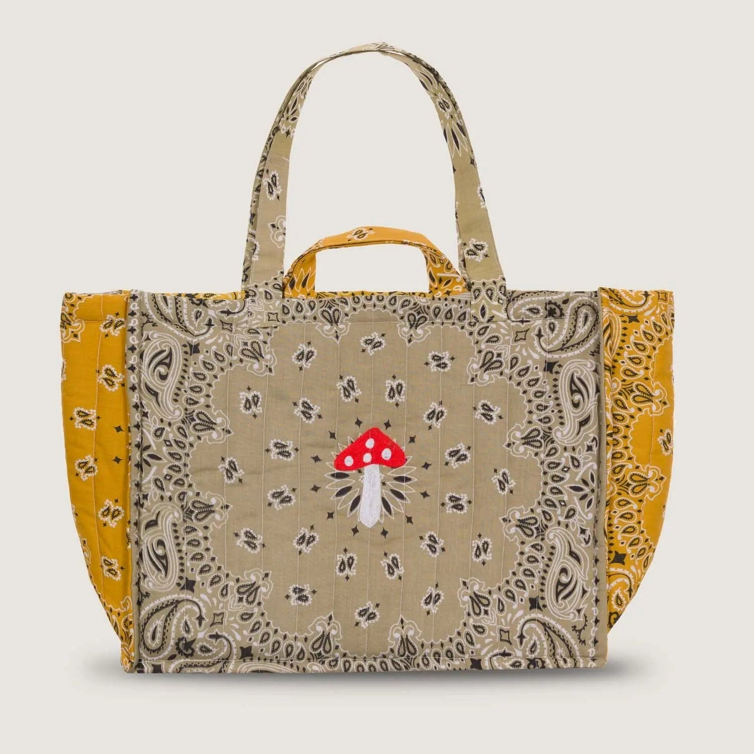 Maxi Cabas Matelasse Beige Moustarde