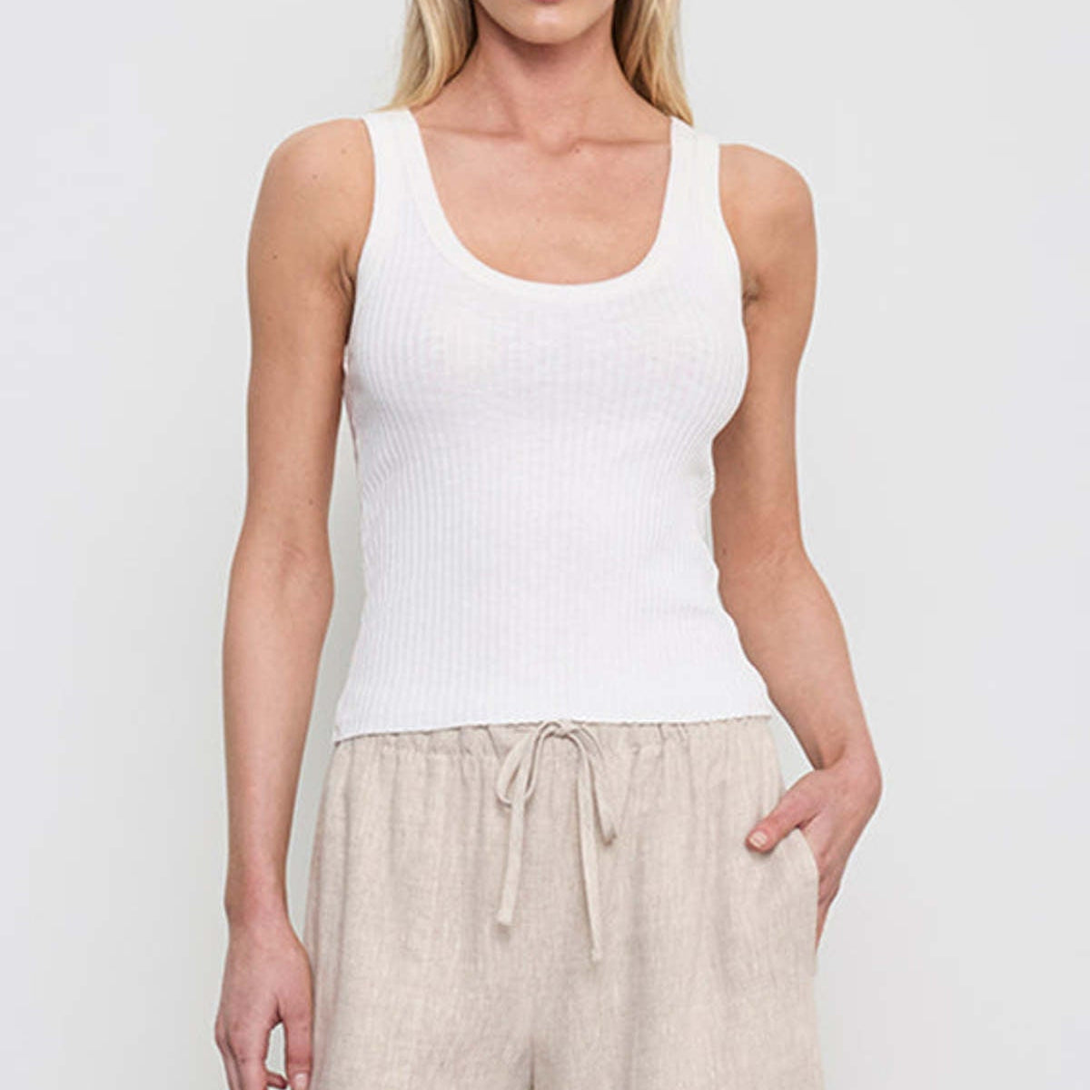 Military Rib Crop Tank Undyed