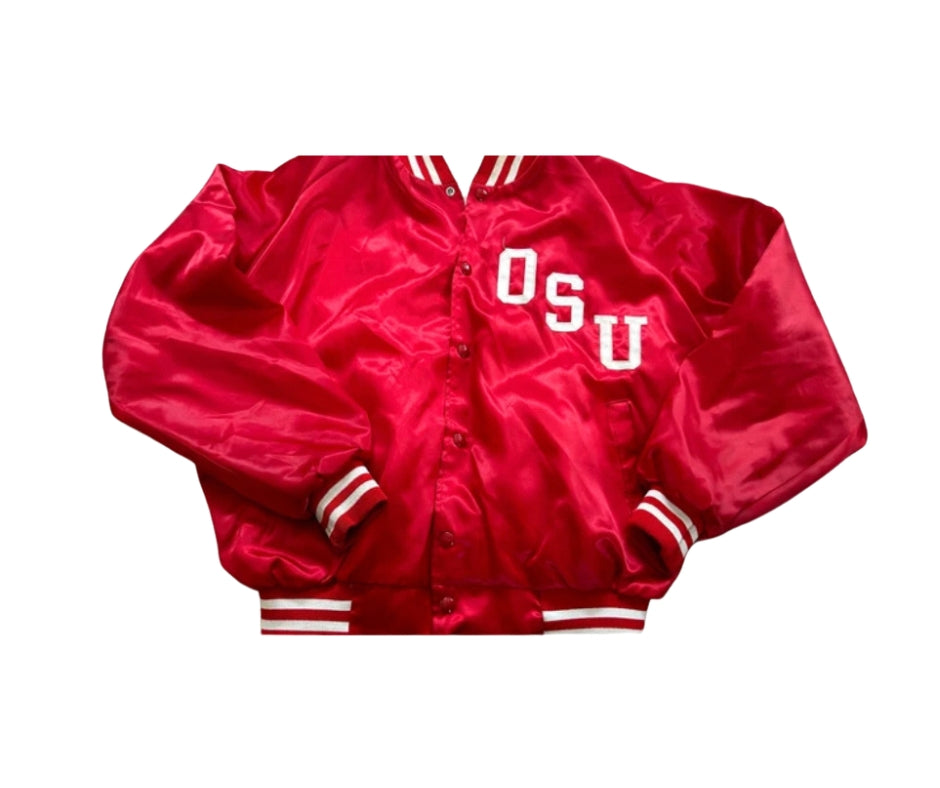 Vintage 1980s OSU Satin Bomber Jacket