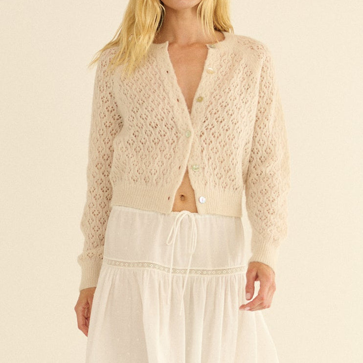 Petra Pointelle Cardigan Heather Dogwood