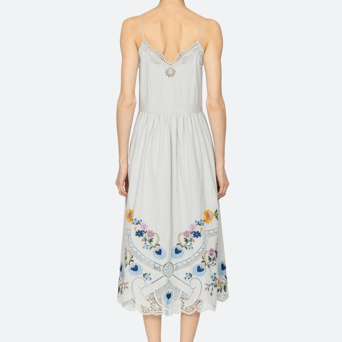 Celia Emb Slip Dress Sky