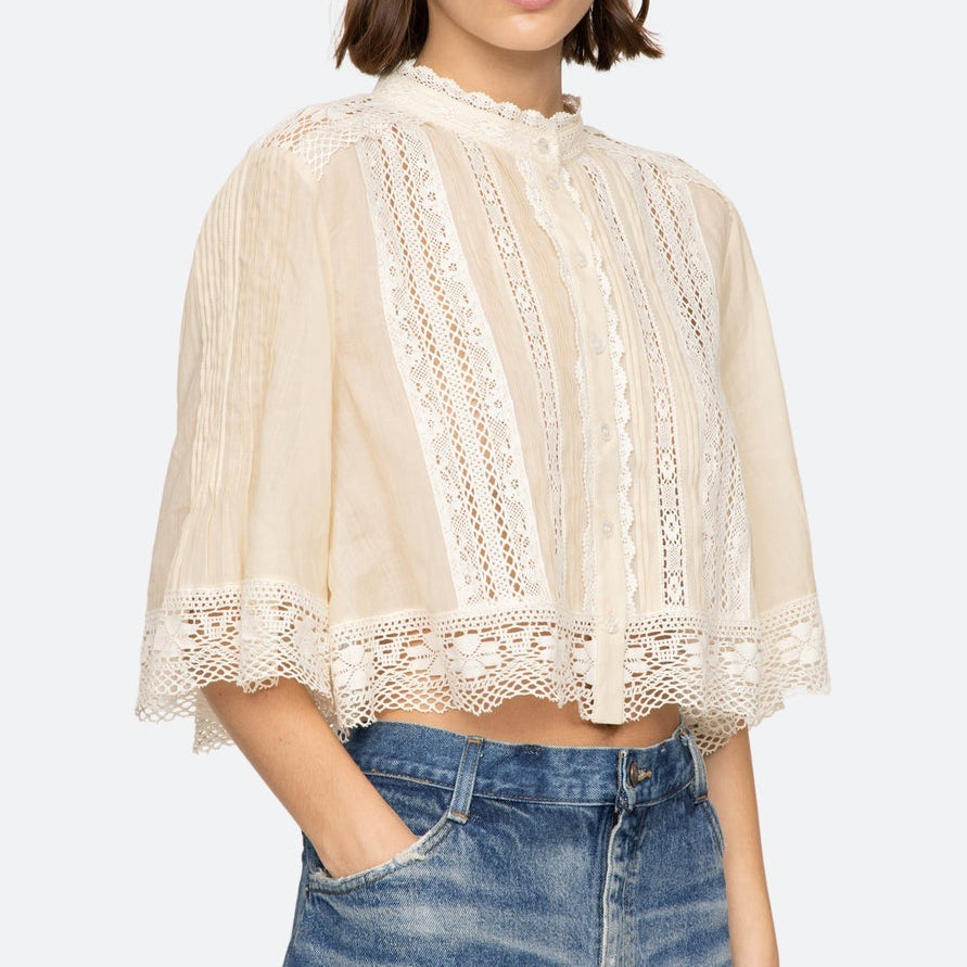 Pippa Solid S/Slv Top Cream