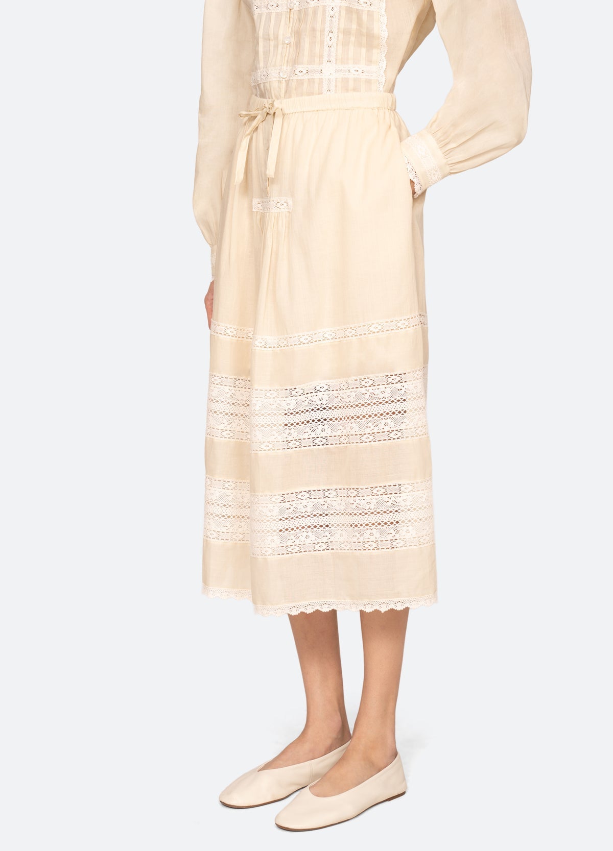 Pippa Solid Midi Skirt Cream