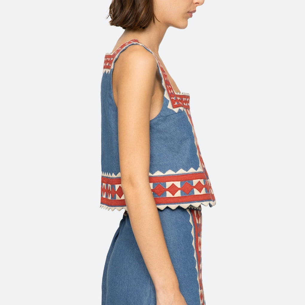 Stina Chambray Slvless Top Multi