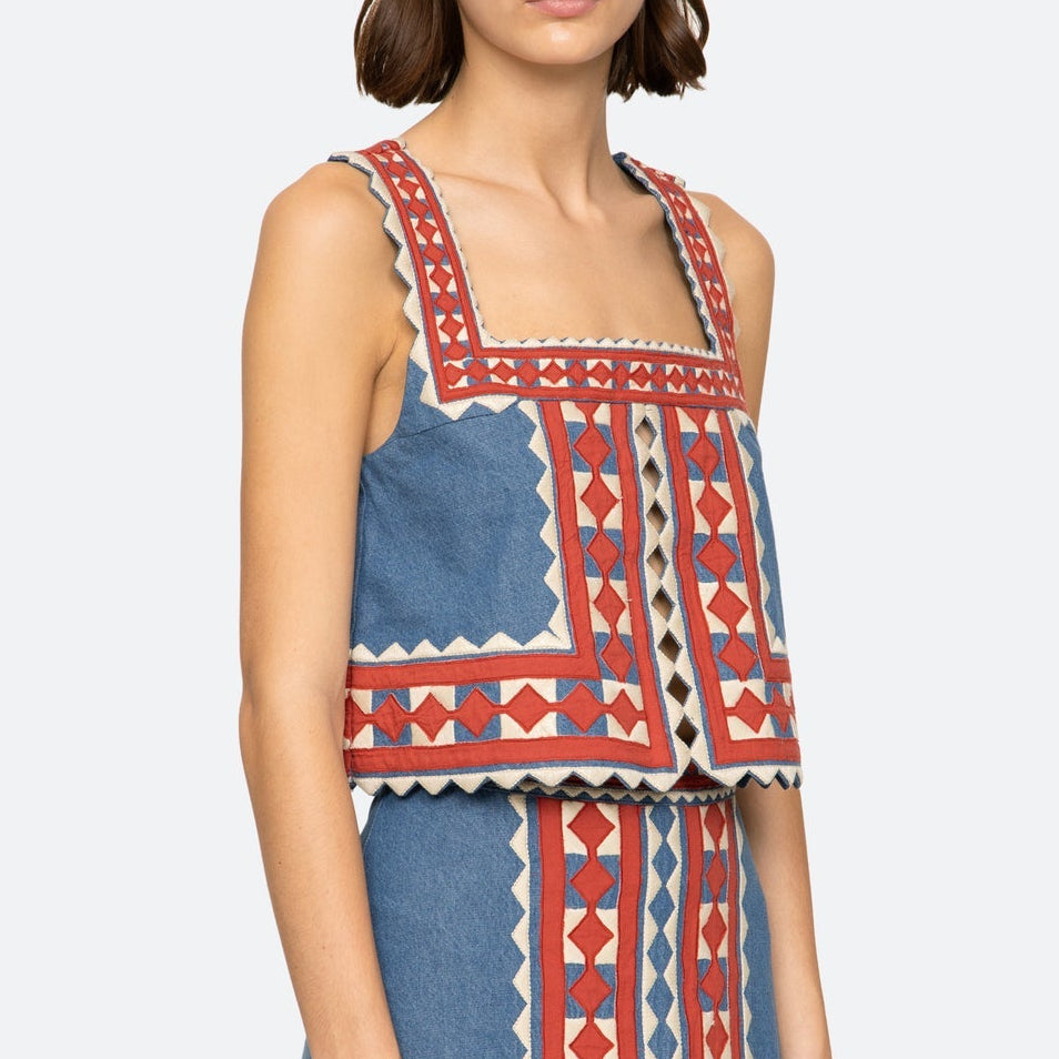 Stina Chambray Slvless Top Multi
