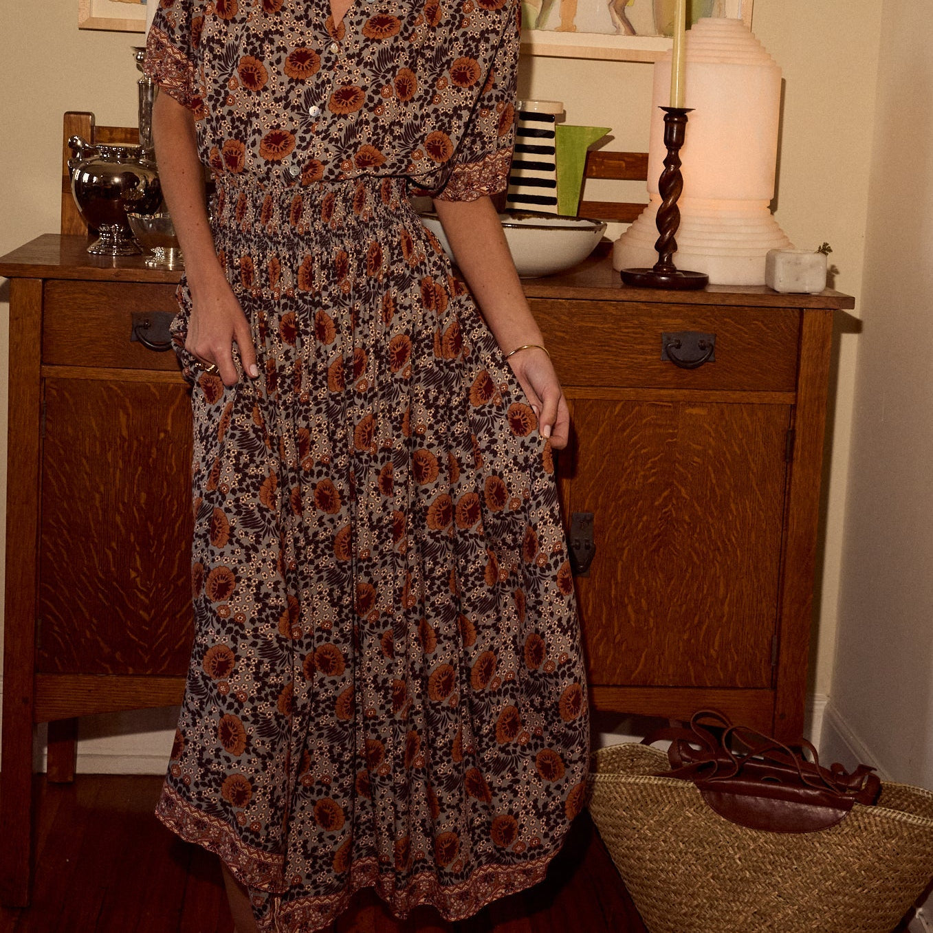 Bella Skirt Vintage Flowers Slate