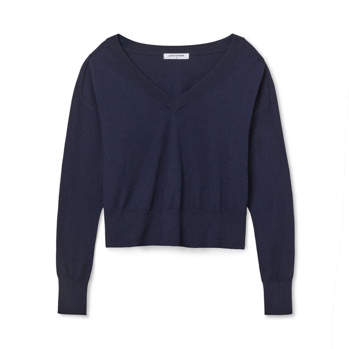 Georgina Cashmere V Neck Sweater Navy