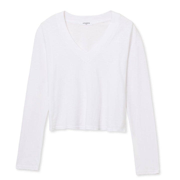 Fiona L/S Recycled V Neck White