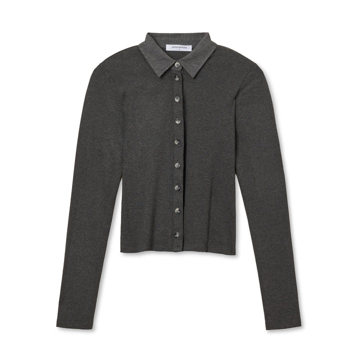 Amee L/S Button Polo Charcoal