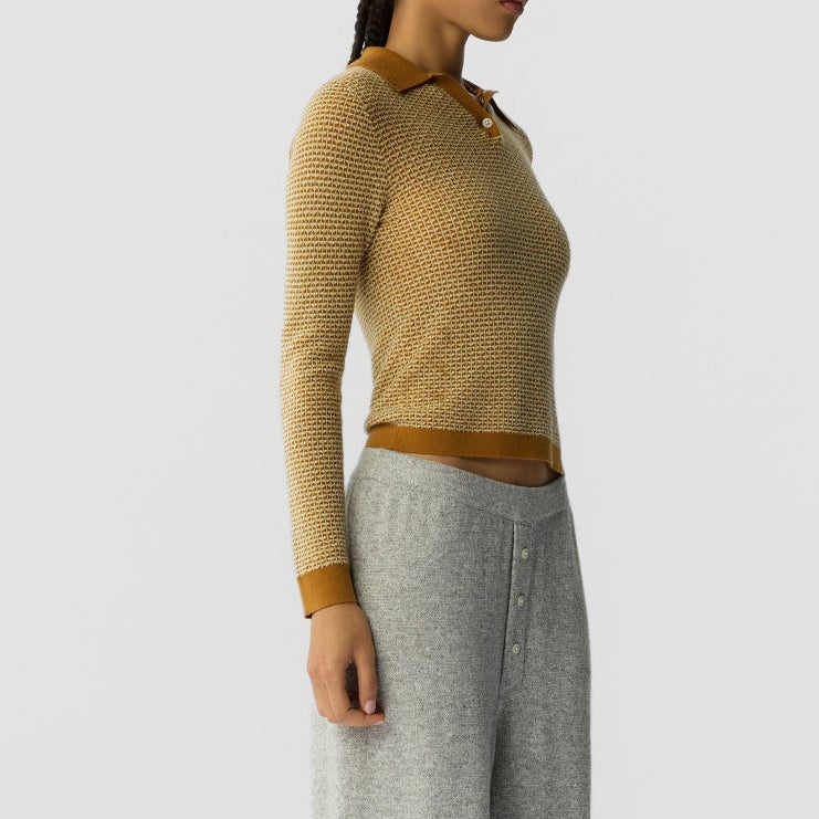 Pique L/S Shrunken Polo Suede