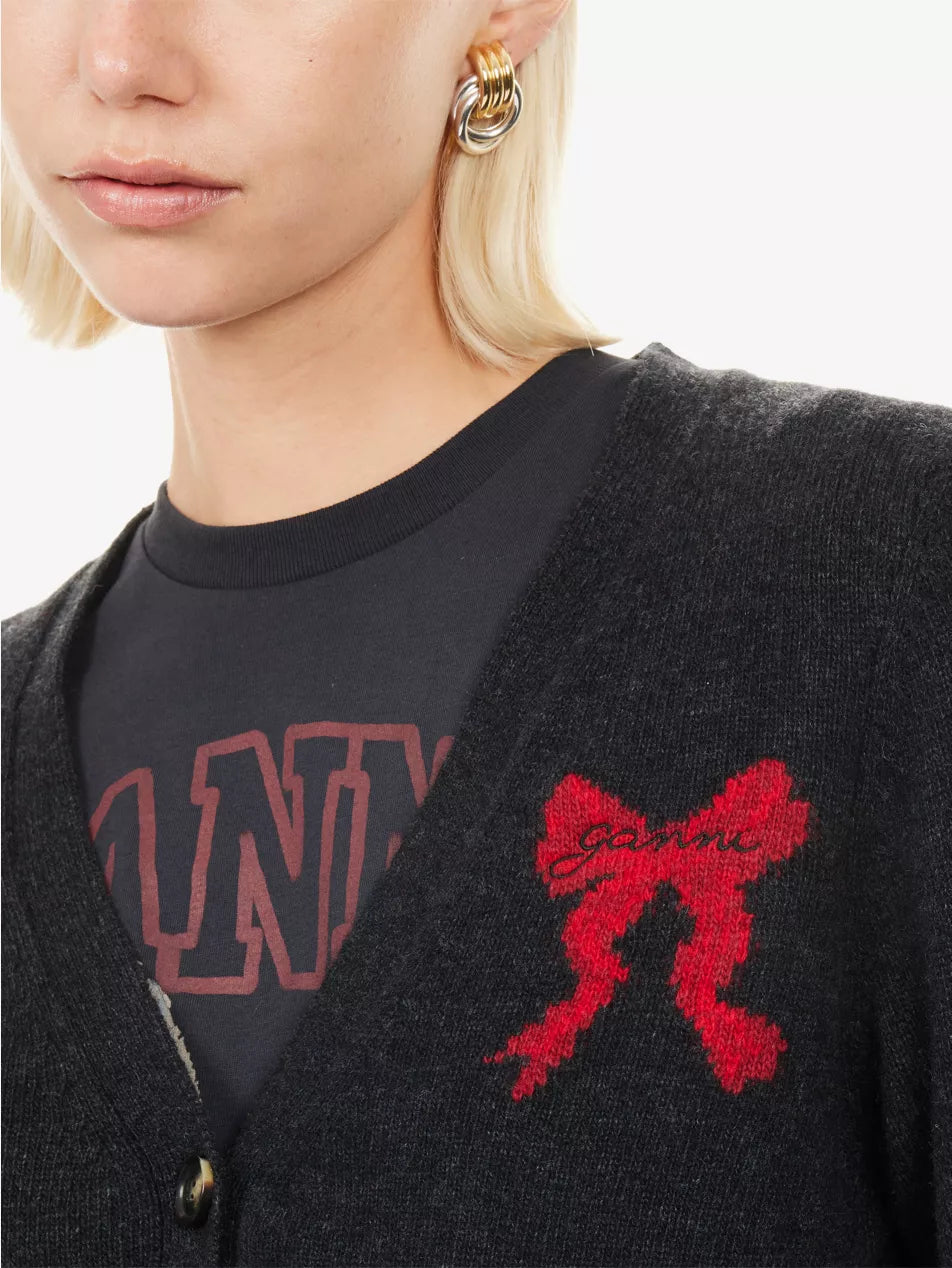 Graphic Wool Cardigan Phantom