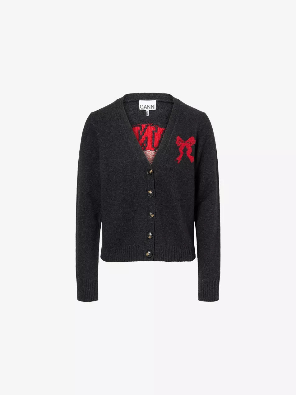 Graphic Wool Cardigan Phantom