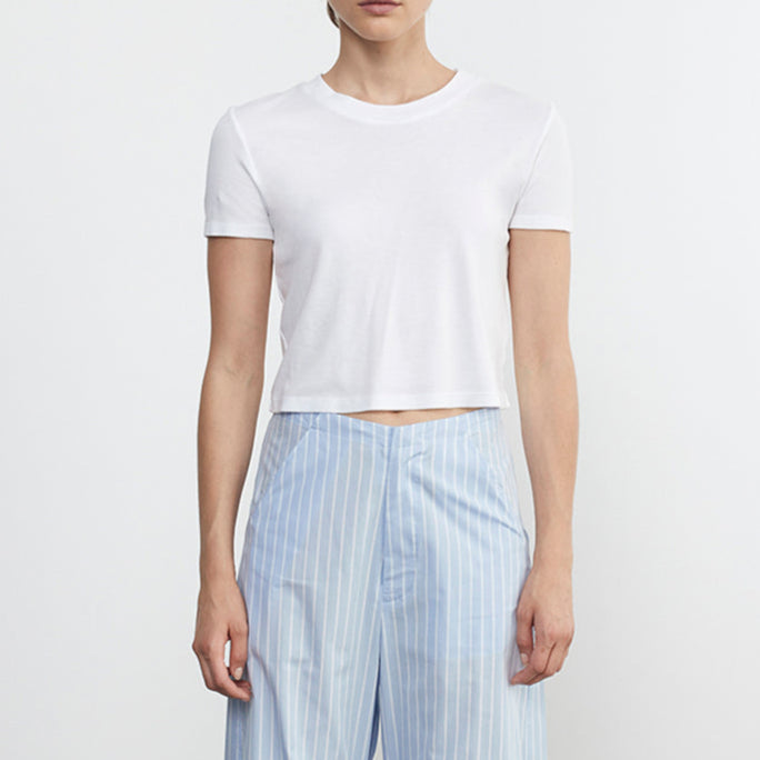 Supima Baby Rib Crop Tee White