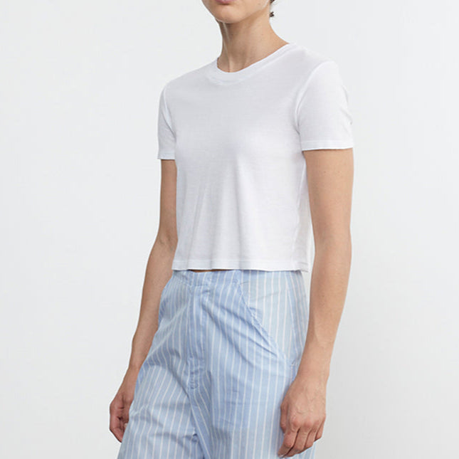 Supima Baby Rib Crop Tee White