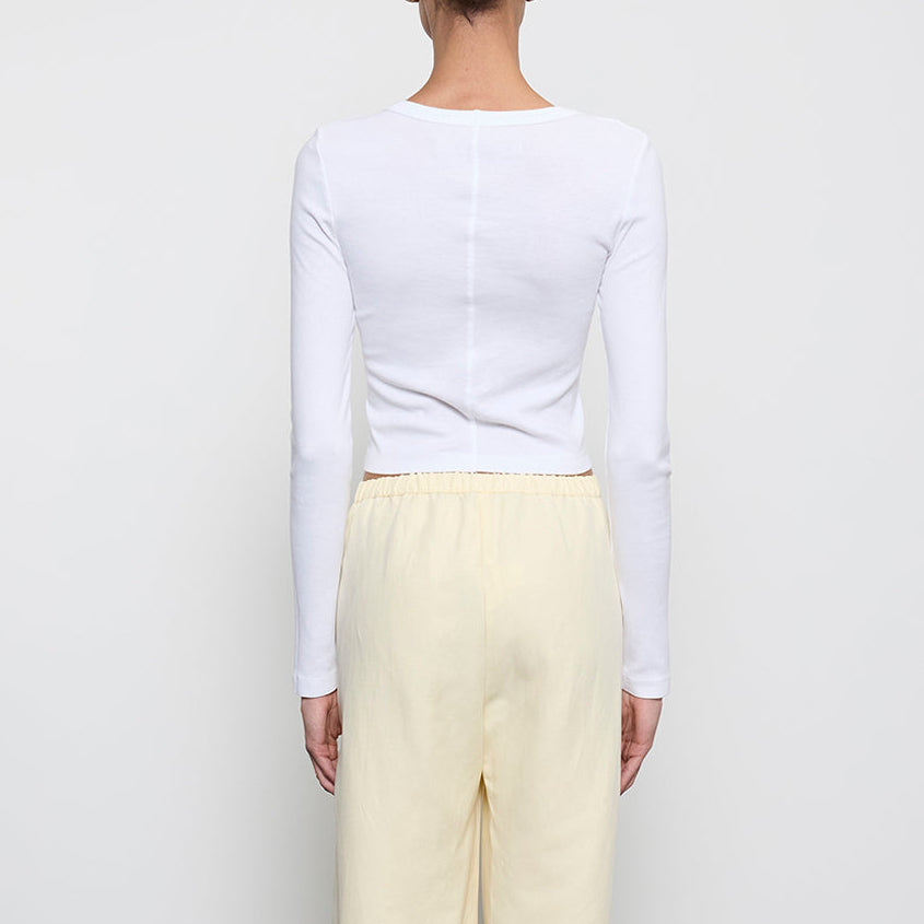 Supima Baby Rib Crop Tee L/S White