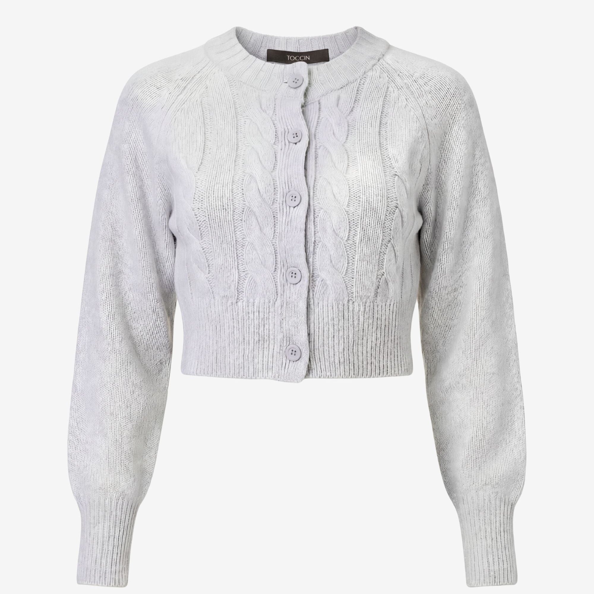 Rita Cable Knit Cardigan Soft Grey
