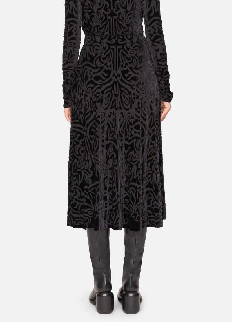 Julie Burnout Midi Skirt Black