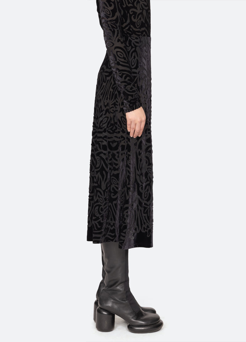 Julie Burnout Midi Skirt Black