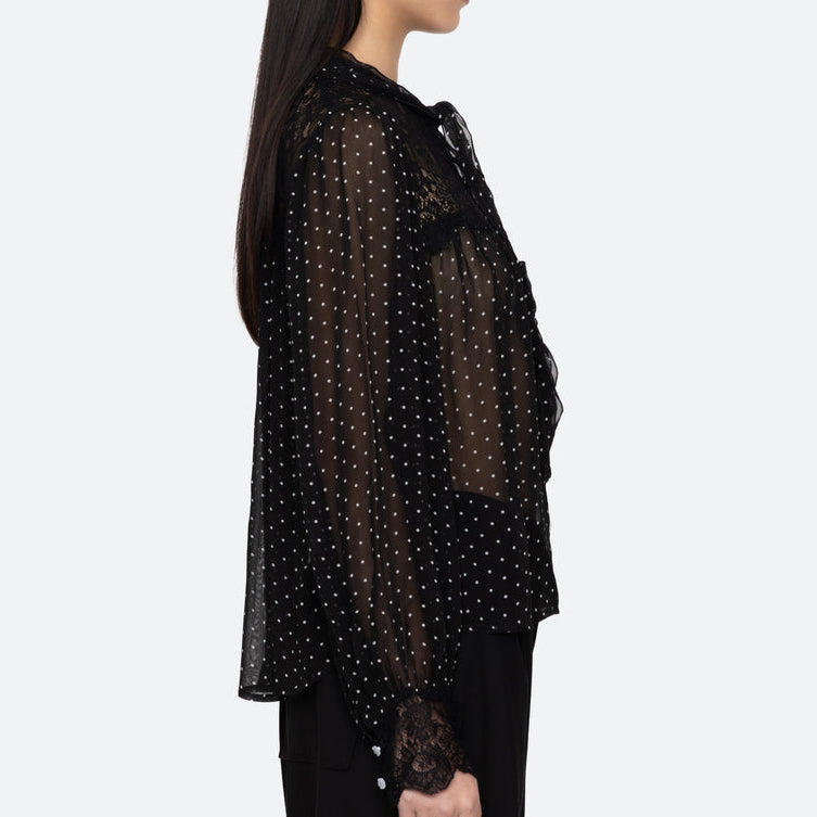 Melody Polka Dot Top Black