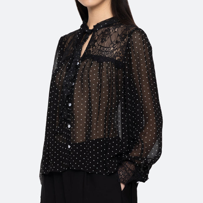 Melody Polka Dot Top Black