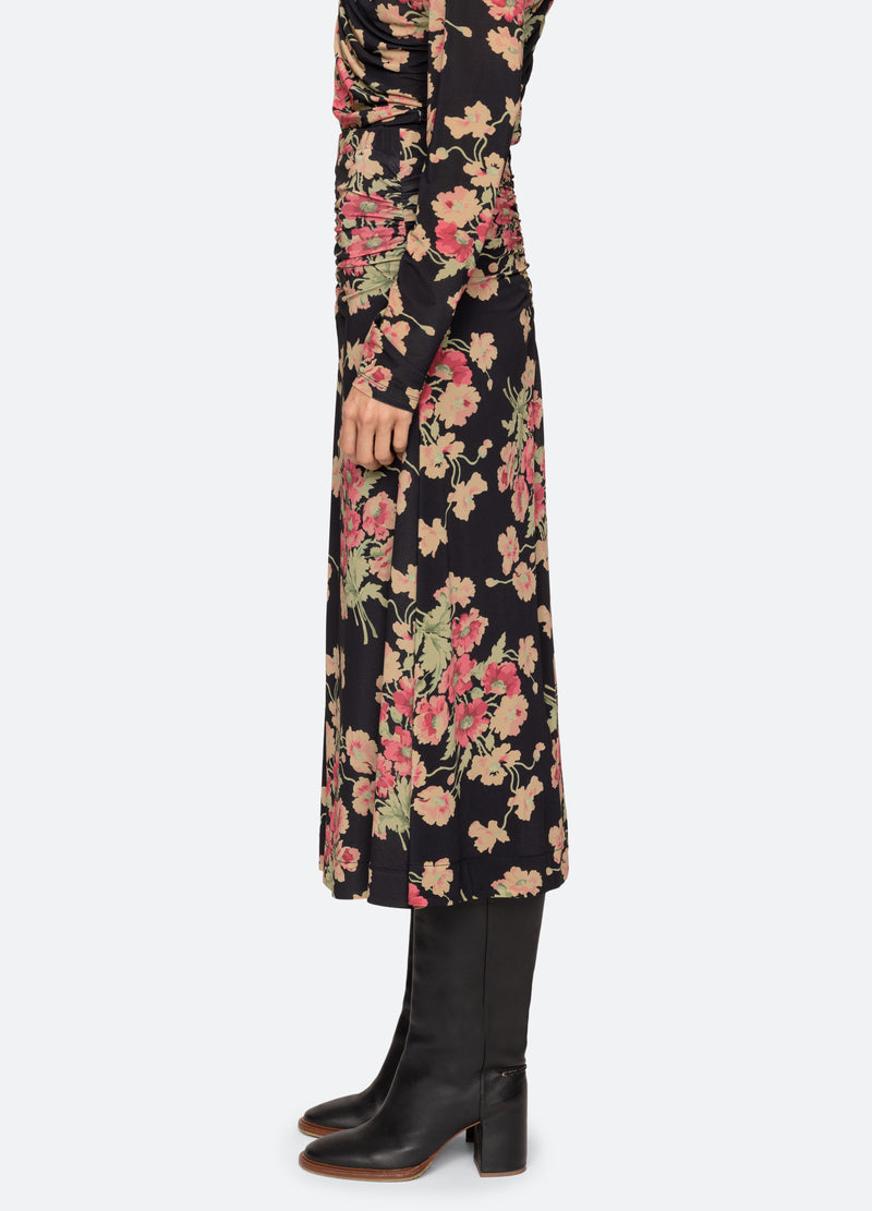 Cornelia Print Midi Skirt Black