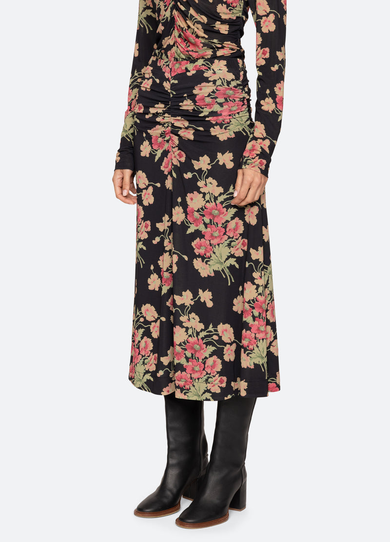 Cornelia Print Midi Skirt Black