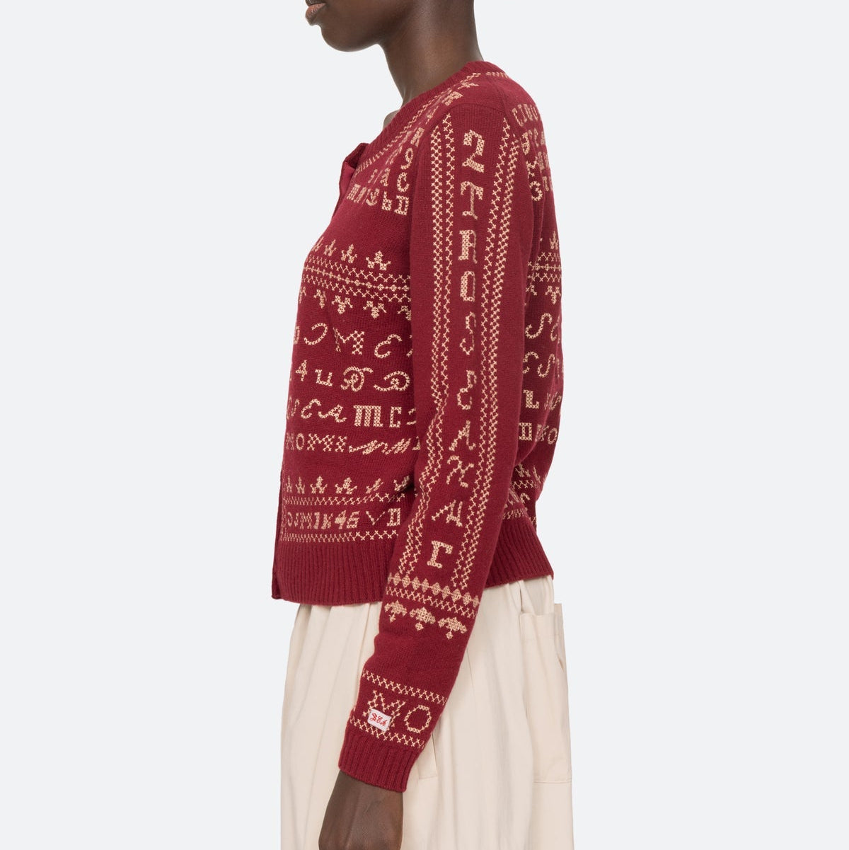 Kit Embroidery Cardigan Burgundy