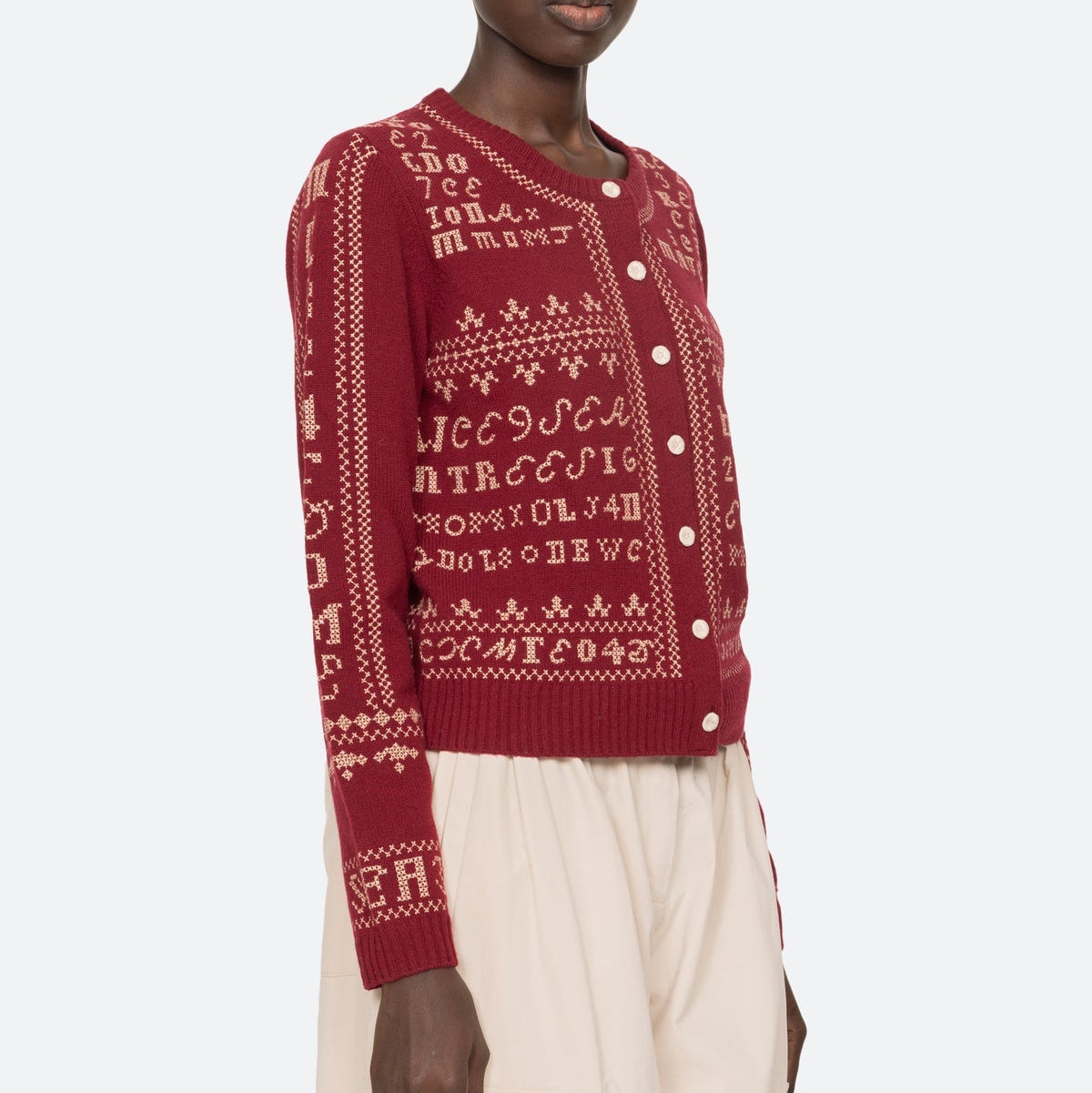 Kit Embroidery Cardigan Burgundy