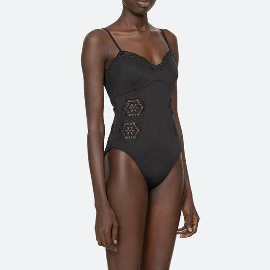 Babette Eyelet One Piece Black
