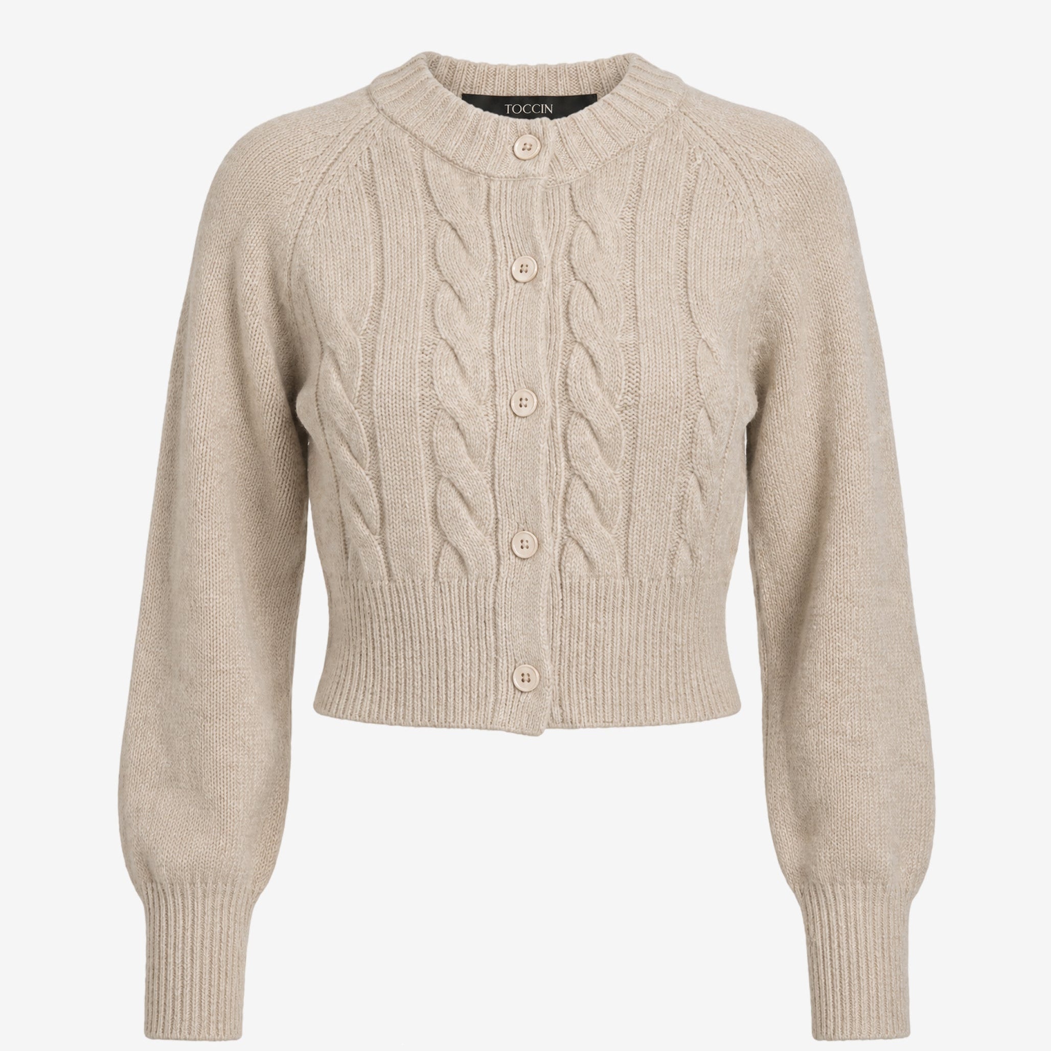 Rita Cable Knit Cardigan Beige Melange