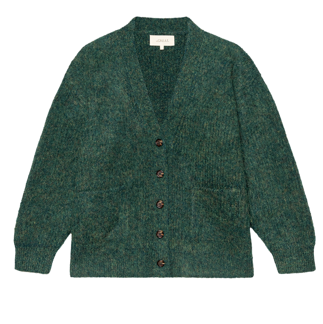The Brushed Melange Cardigan Meadow Green
