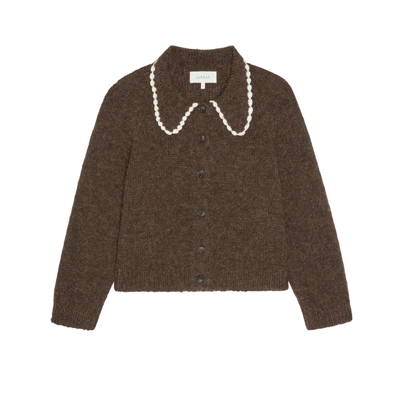 The Crochet Collar Cardigan Chocolate Brown
