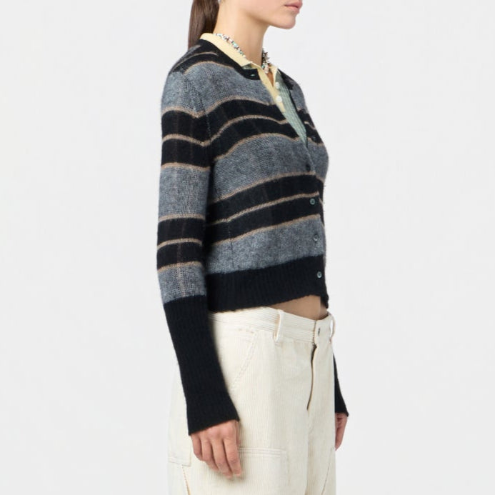 Shadow Plaid Cardigan Black