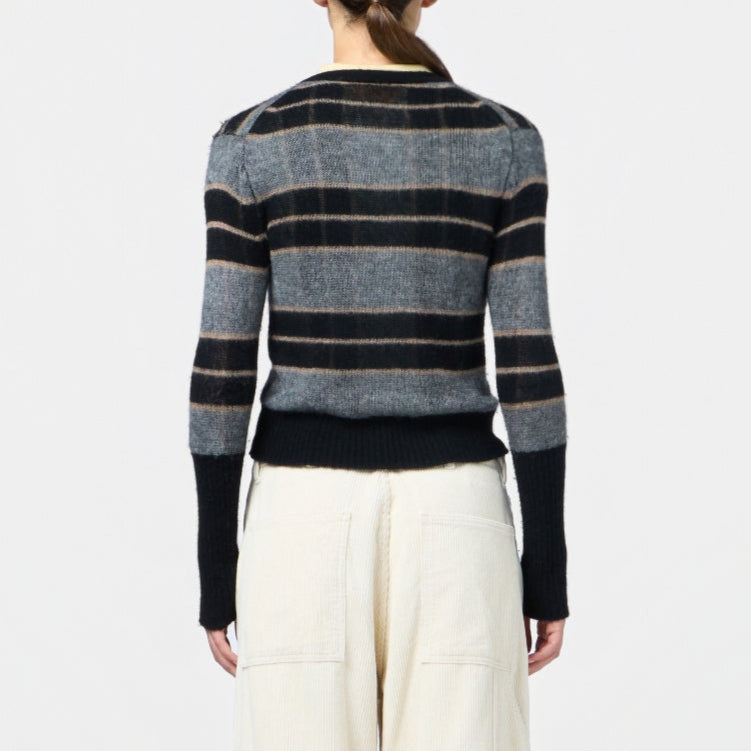 Shadow Plaid Cardigan Black
