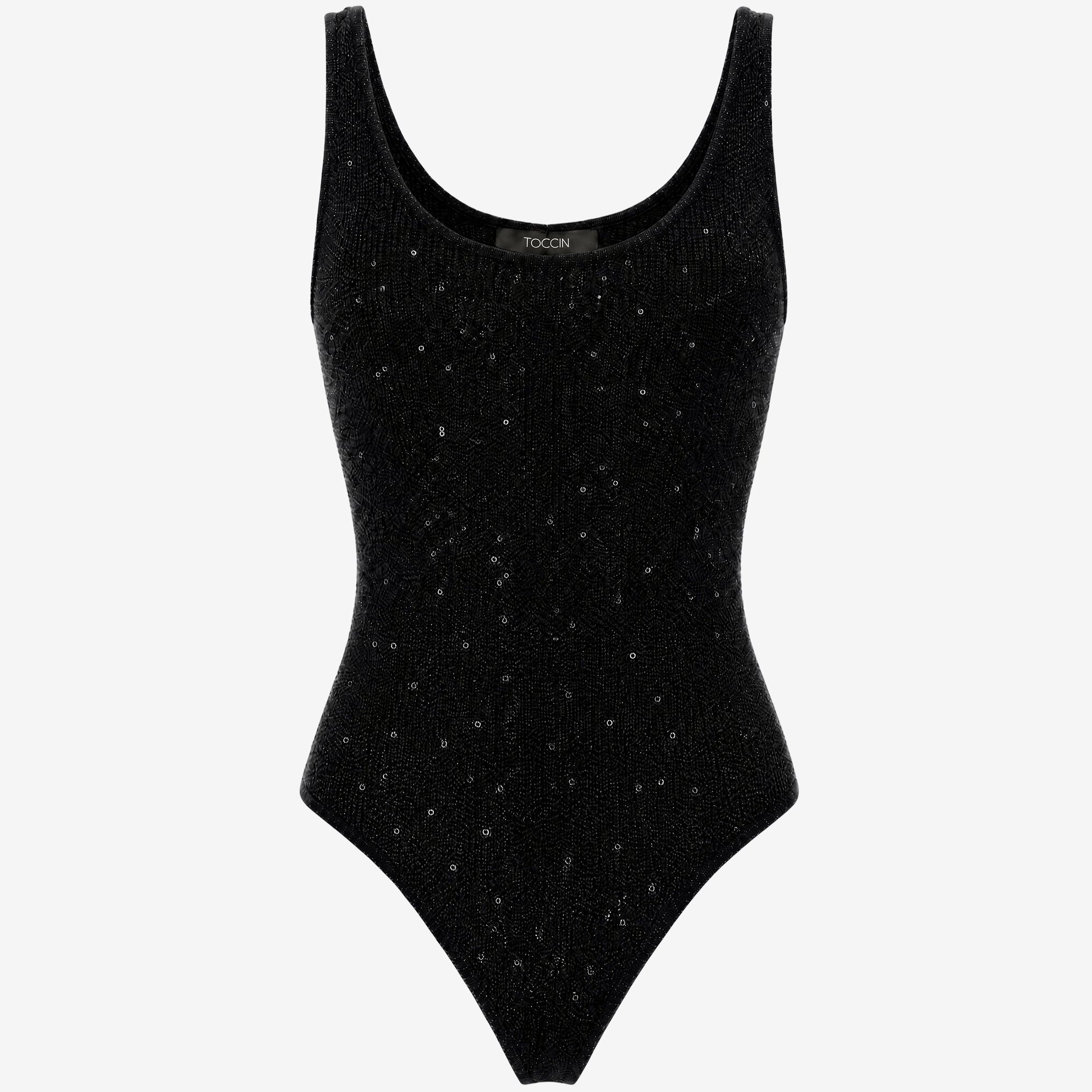 Sheila Scoop Neck Thong Bodysuit Onyx