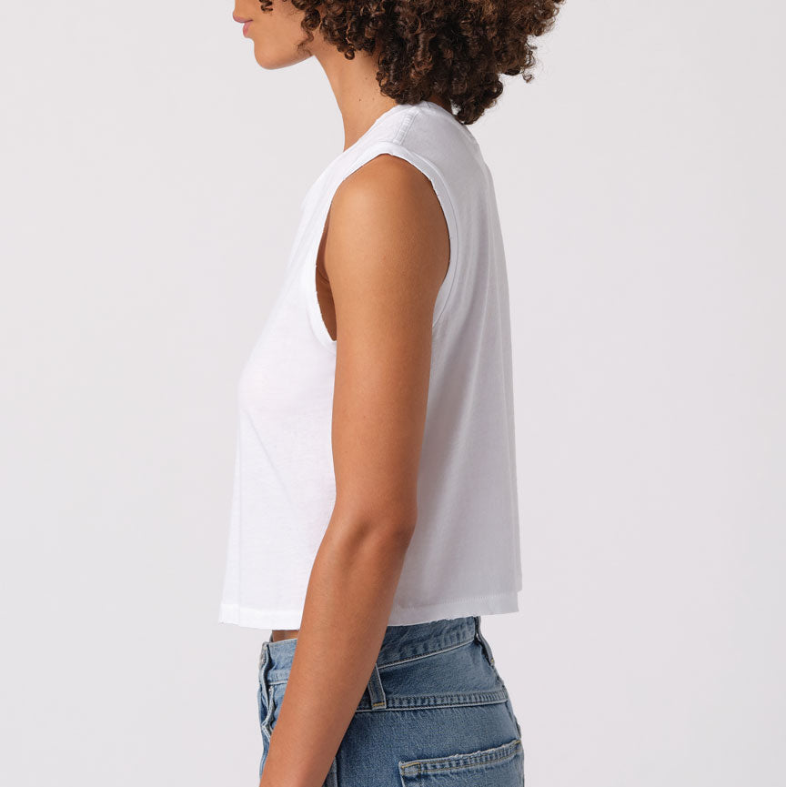 Sleeveless Babe Tee White